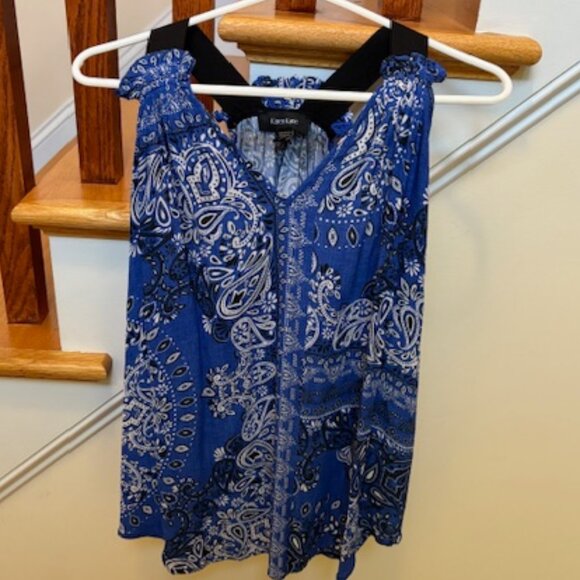 Karen Kane Tops - Karen Kane Woven Blue Bandana Print Racerback A Line Sleeveless Top Blouse XL